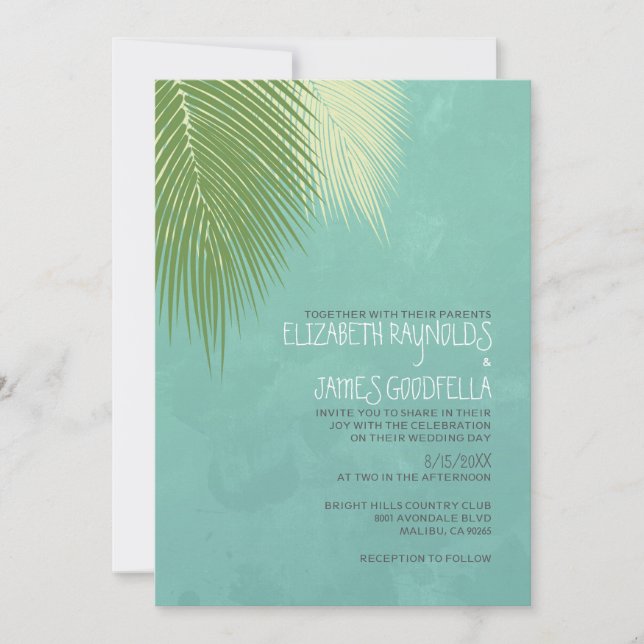 Invitaciones a bodas de destino de playa (Anverso)