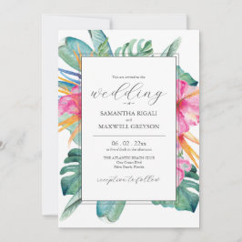 Invitaciones a bodas de destino Flores tropicales
