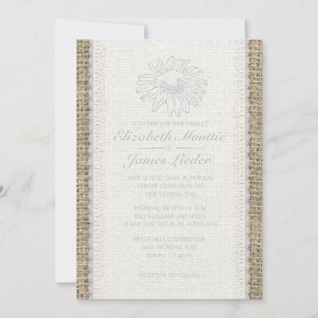 Invitaciones a bodas de encaje blanco (Anverso)