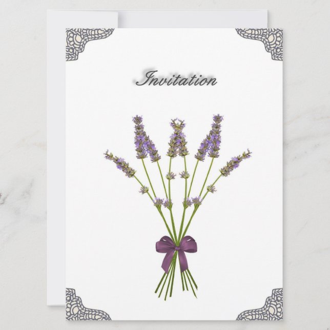 Invitaciones a bodas de encaje de lavanda de bonit (Anverso)