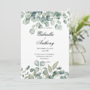 Invitaciones a bodas de eucalipto moderno