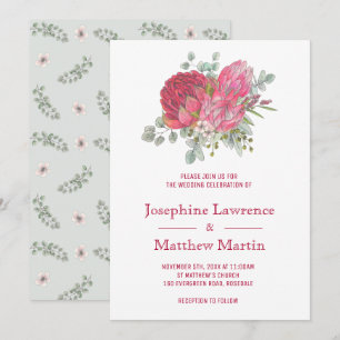 Invitaciones a bodas de flores de protea