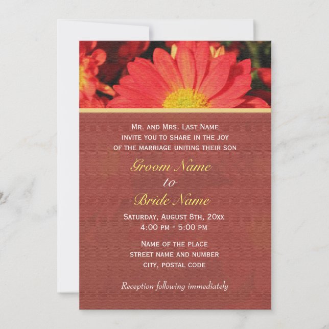 Invitaciones a bodas de flores de verano, margarit (Anverso)