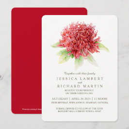 Invitaciones a bodas de flores de waratah en color