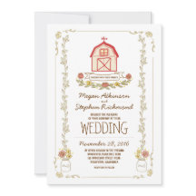 Invitaciones a bodas de granero rústico