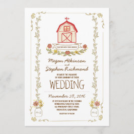 Invitaciones a bodas de granero rústico