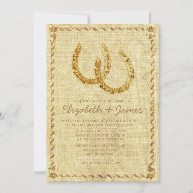Invitaciones a bodas de herradura vintage (Anverso)
