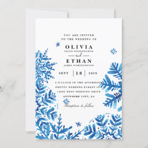Invitaciones a bodas de invierno con copos de niev