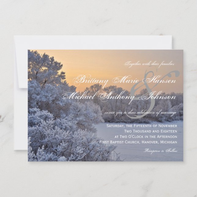 Invitaciones a bodas de invierno con hielo de niev (Anverso)