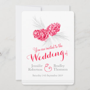 Invitaciones a bodas de invierno gris rojo con con