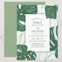 Invitaciones a bodas de la hoja tropical de Monste