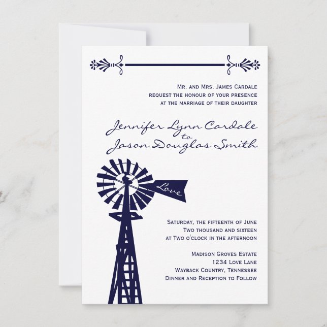Invitaciones a bodas de la Marina Rural de Windmil (Anverso)