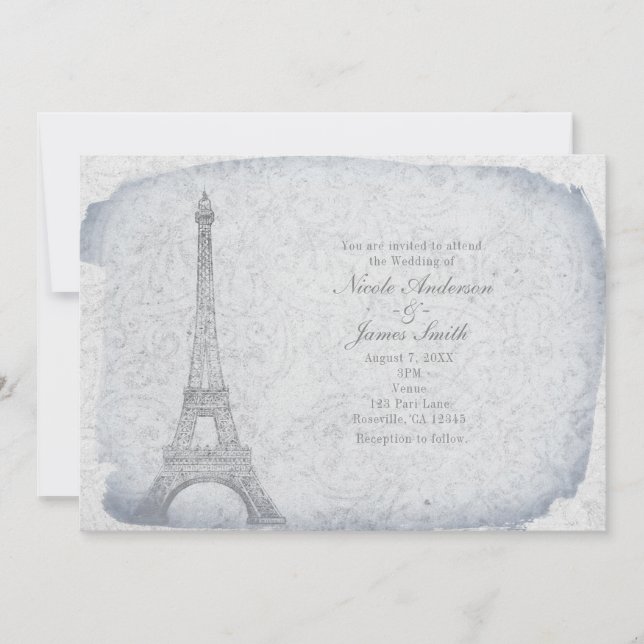 Invitaciones a bodas de la Torre Eiffel de París (Anverso)