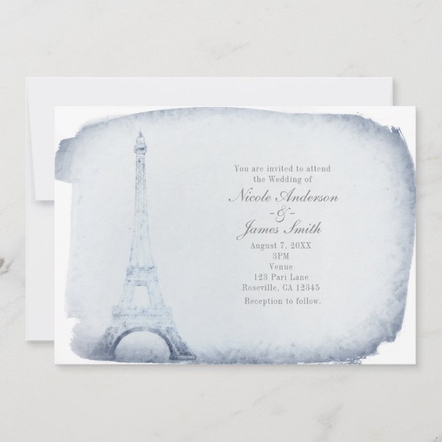 Invitaciones a bodas de la Torre Eiffel de París (Anverso)