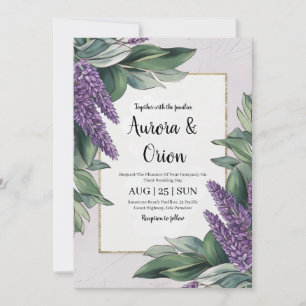 invitaciones a bodas de lavanda violeta y eucalipt