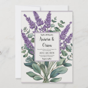 invitaciones a bodas de lavanda violeta y eucalipt
