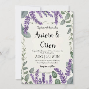 invitaciones a bodas de lavanda violeta y eucalipt