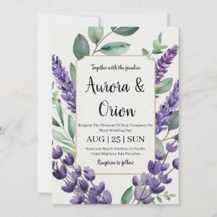 invitaciones a bodas de lavanda violeta y eucalipt