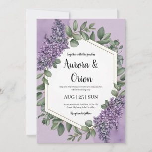 invitaciones a bodas de lavanda violeta y eucalipt
