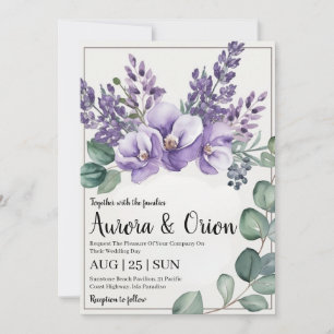 invitaciones a bodas de lavanda violeta y eucalipt