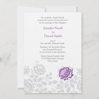 Invitaciones a bodas de lavanda y damasco gris