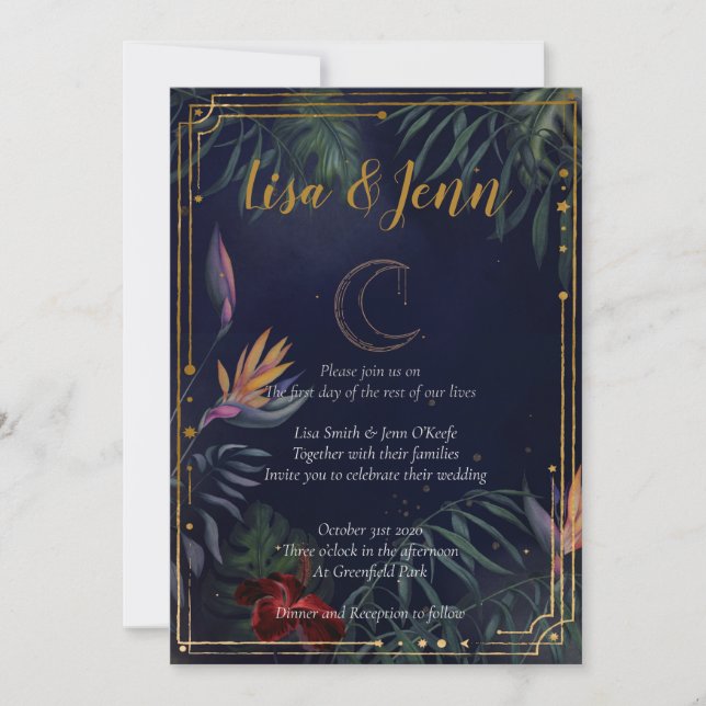 Invitaciones a bodas de luna tropical (Anverso)