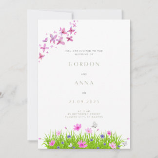 Invitaciones a Bodas de mariposas y flores