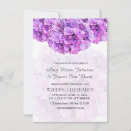Invitaciones a bodas de morado hidrangea