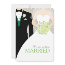 Invitaciones a bodas de novios y novios con ramo v