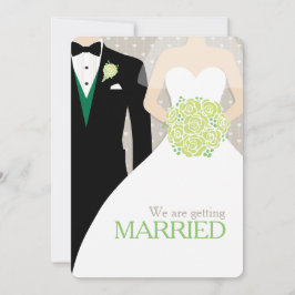 Invitaciones a bodas de novios y novios con ramo v