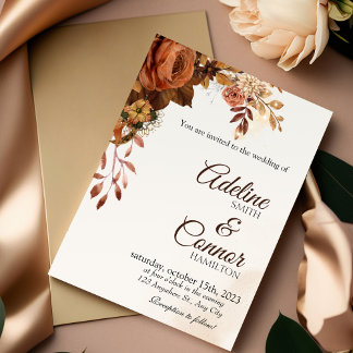 invitaciones a bodas de otoño de boho terracotta