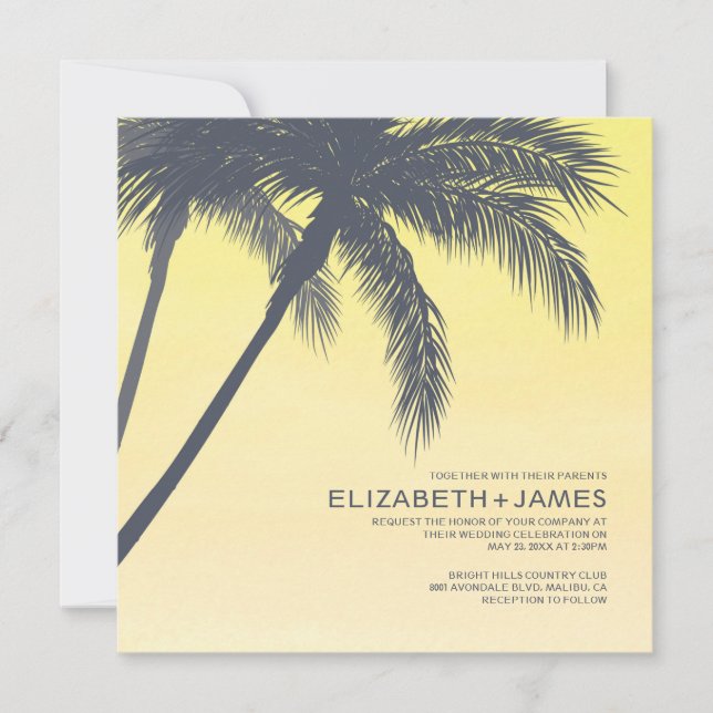 Invitaciones a bodas de palmeras (Anverso)