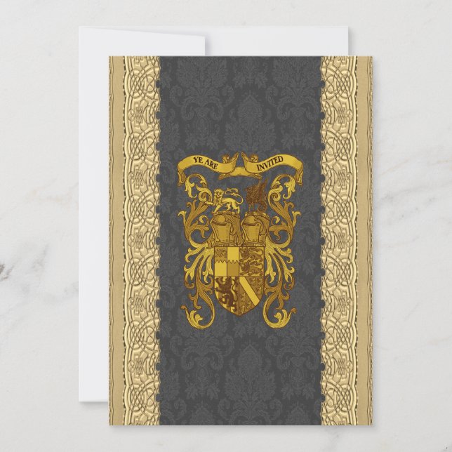 Invitaciones a bodas de papel tapiz medieval (Anverso)