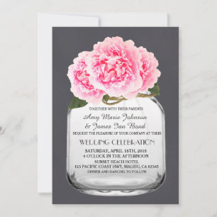 Invitaciones a bodas de peones rosados en tarro ma