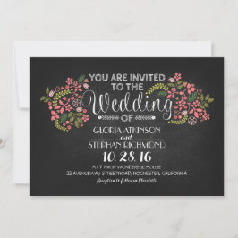 invitaciones a bodas de pizarra floral y rústica