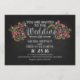 invitaciones a bodas de pizarra floral y rústica