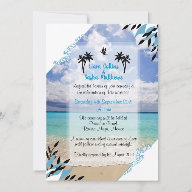 Invitaciones a bodas de playa (Anverso)