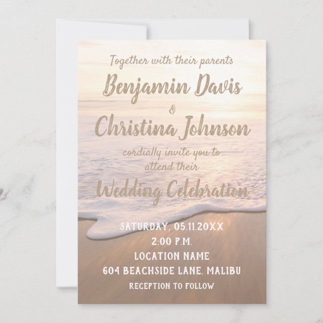 Invitaciones a bodas de playa (Anverso)