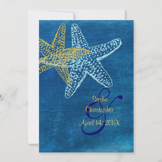 Invitaciones a bodas de playa de época (Anverso)