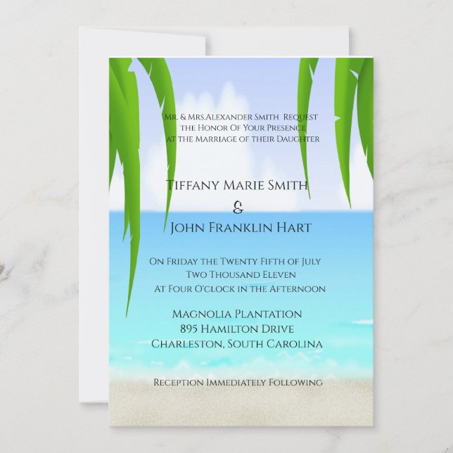 Invitaciones a bodas de playa/océano (Anverso)