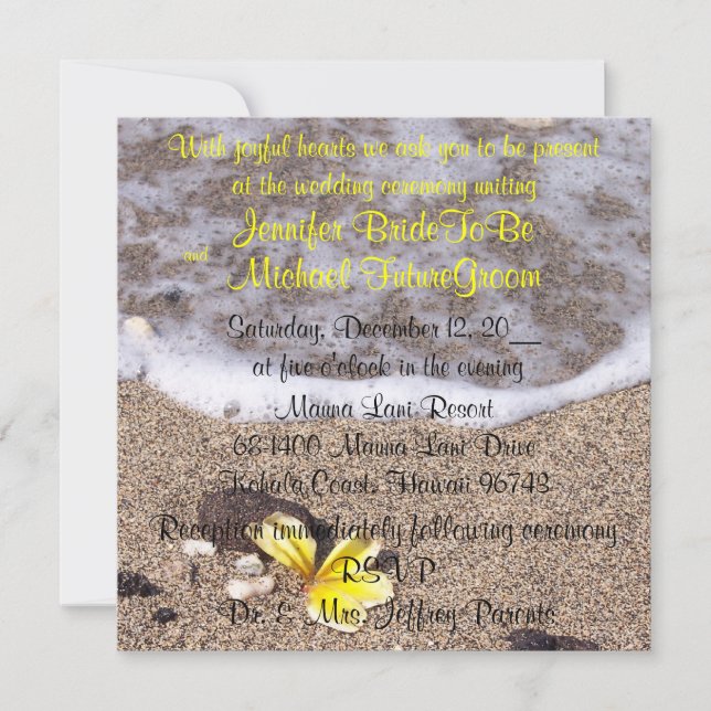 Invitaciones a bodas de playa tropical (Anverso)