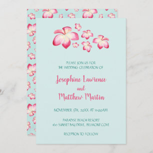 Invitaciones a bodas de plumeria tropical