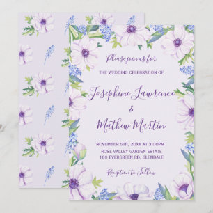 Invitaciones a bodas de primavera de morado de la 