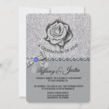 Invitaciones a bodas de purpurina, Rosa, diamantes