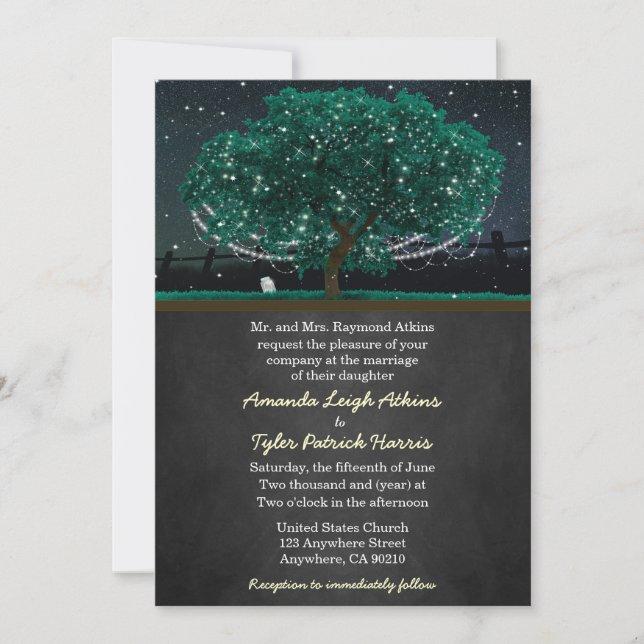Invitaciones a bodas de roble de luciérnaga (Anverso)