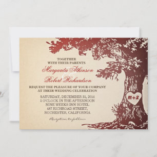 invitaciones a bodas de roble rojo vintage