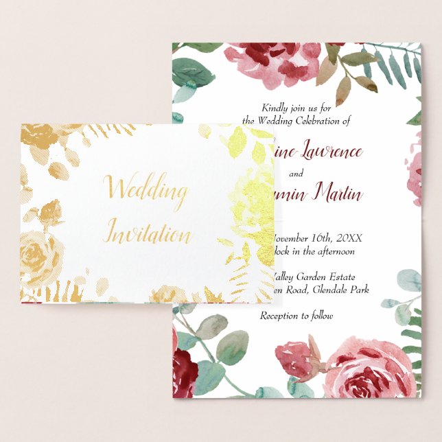 Invitaciones a bodas de Rosa de Relieve metalizado (Demostración)