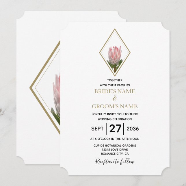 Invitaciones a bodas de Rustic King Protea (Anverso / Reverso)