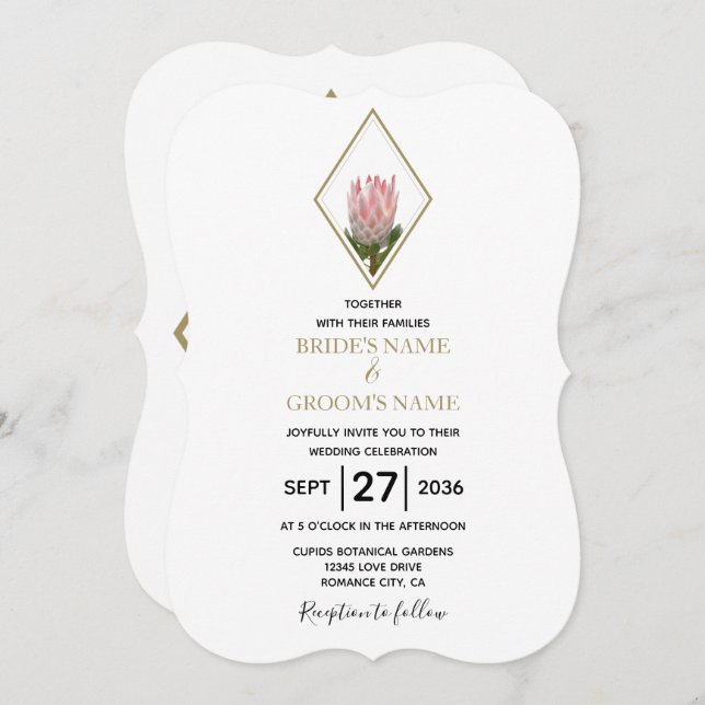 Invitaciones a bodas de Rustic King Protea (Anverso / Reverso)