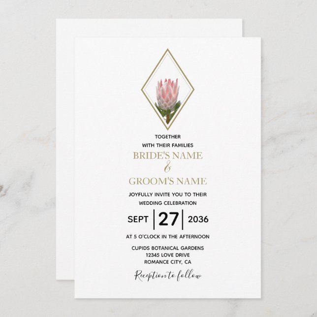 Invitaciones a bodas de Rustic King Protea (Anverso / Reverso)